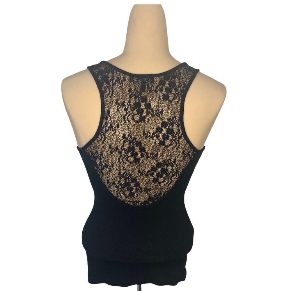 Express Size S Black Racerback Lace Detail Tank - Picture 3 of 4